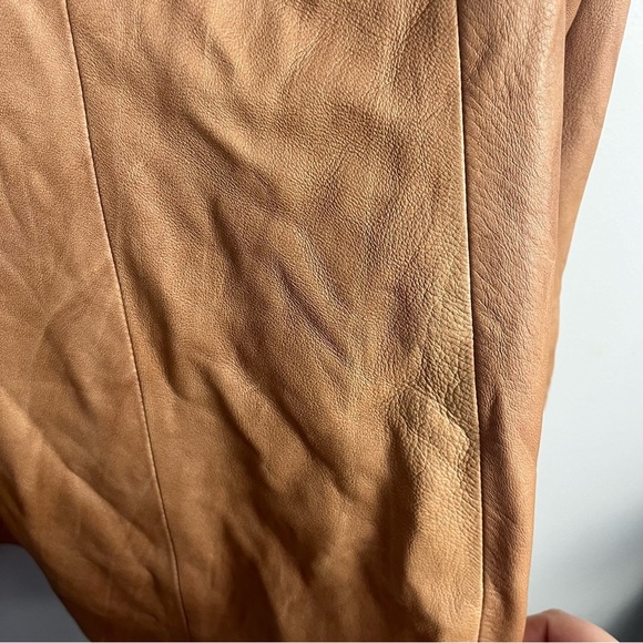 Vintage leather factory brown tan zip up coat size large - Picture 10 of 10